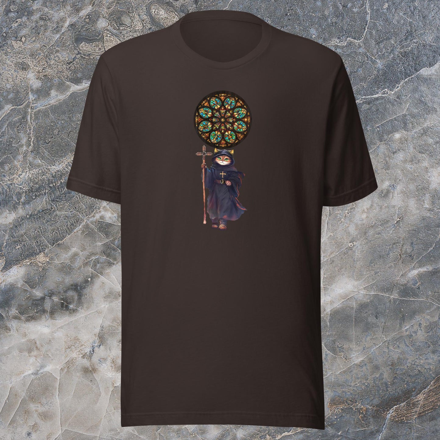 TradCat Rose Window t-shirt | Front Design