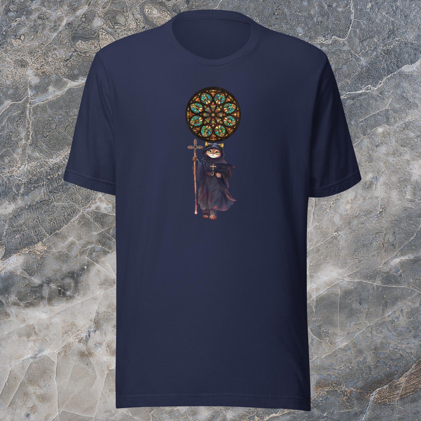TradCat Rose Window t-shirt | Front Design