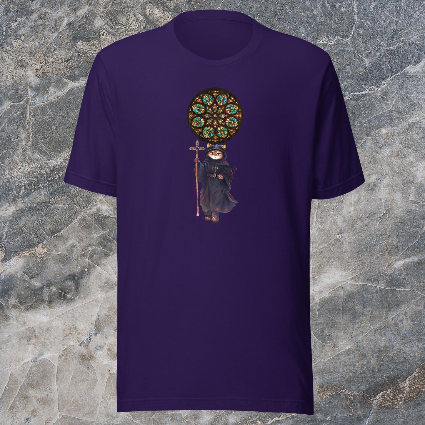 TradCat Rose Window t-shirt | Front Design